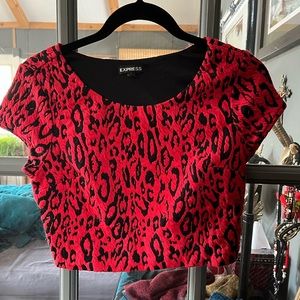 Express leopard crop top XS